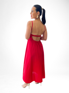 VESTIDO MIDI DE TRICOLINE COM ALÇA E DECOTE EM V - comprar online
