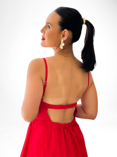 VESTIDO MIDI DE TRICOLINE COM ALÇA E DECOTE EM V - Lola Collection