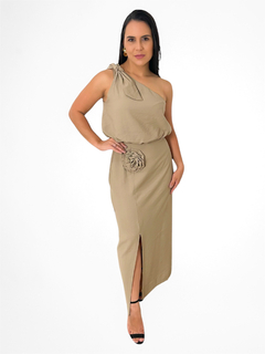 CONJUNTO DE SAIA MIDI E CROPPED NULA MANGA - NUDE - comprar online