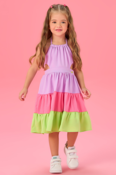 Vestido Infantil Mon Sucré Lilás e Rosa Gelato 146