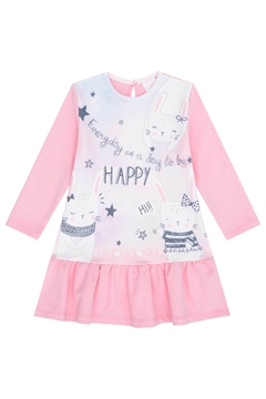 Vestido Infantil Kukiê Baby Rosa em molecotton