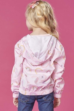 Jaqueta Corta Vento Colors em Nylon Sublimado Rosa com Arco íris na internet