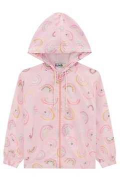 Jaqueta Corta Vento Colors em Nylon Sublimado Rosa com Arco íris - loja online