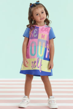 Vestido Infantil Mon Sucre Casual Com Sobreposição em Tule