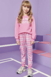 Conjunto Girls Team de Blusão em Moletom com Pelúcia e Calça em Molecotton