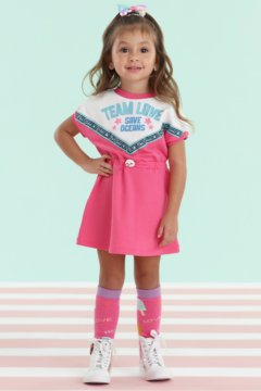 Vestido Infantil Mon Sucré Atlantic Team Love Rosa