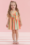 Vestido Infantil Mon Sucré Listrado Garden Fresh