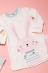 Vestido Infantil Kukie Baby em Suedine Coelhinho