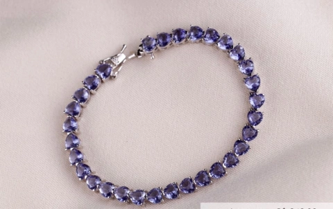 Pulseira Corações Tanzanita 5mm