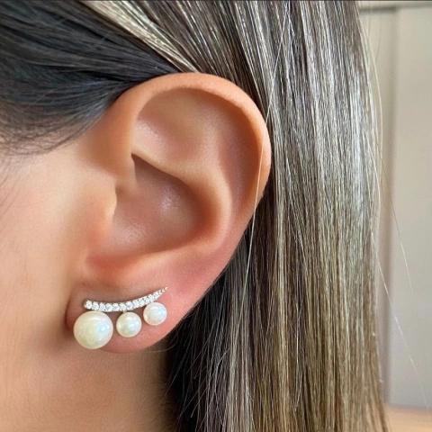 Earcuff Trio Perolas Talita