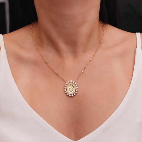 Medalha Milagrosa Ana Zirconias Brancas