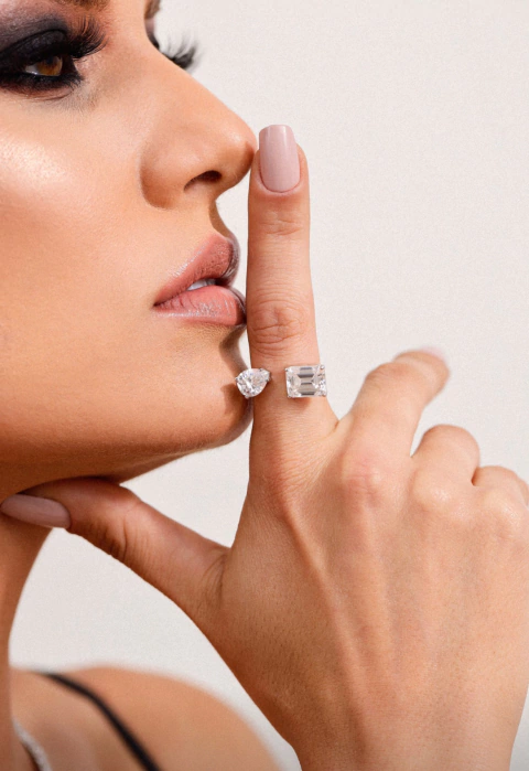 Anel Duplo Moissanite