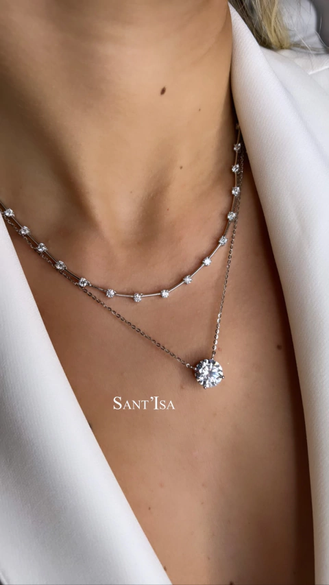 Colar Bia Fio Faca Moissanites