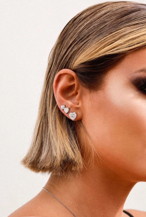 Brinco Coração Lelê Moissanite 9mm - comprar online