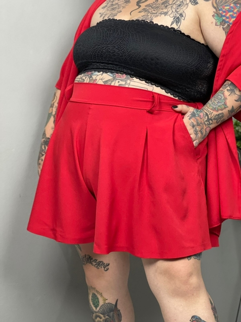 Short Godê Vermelho Alfaiataria Plus Size