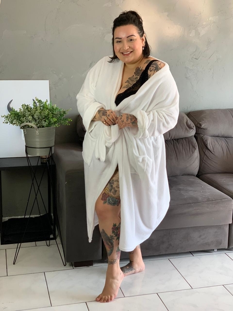 Roupão Branco Malha fleece Plus Size