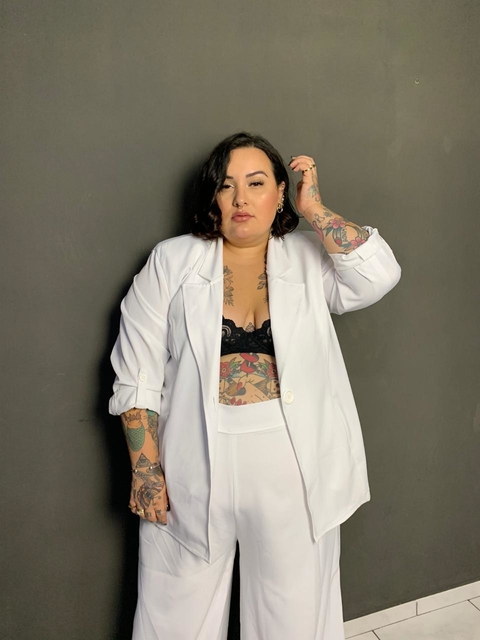 Blazer Branco Plus Size (sem forro)