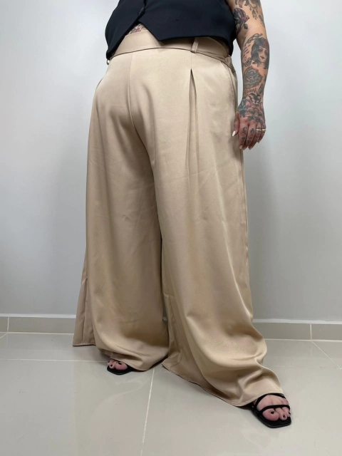 Pantalona Alfaiataria Plus Size Bege