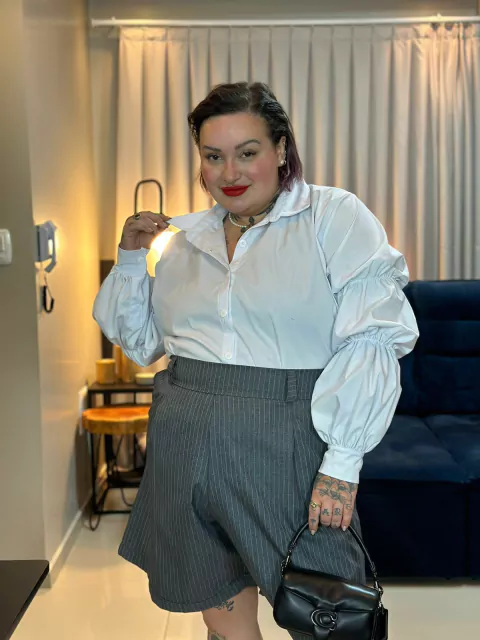 Camisa Manga bufante Tricoline