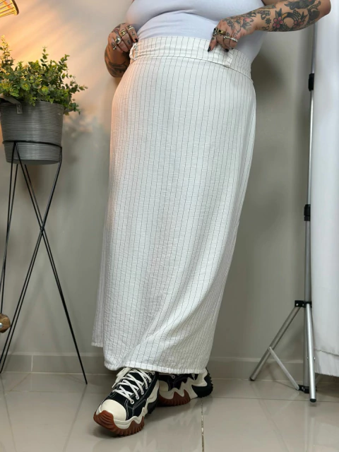 Saia Longa Risca de Giz Branco