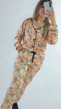 Pijama americano urso verde - ateliê dos pijamas 