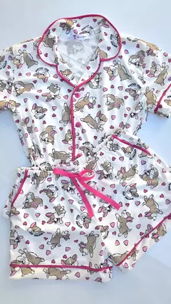Pijama americano curto cachorro pink - ateliê dos pijamas 