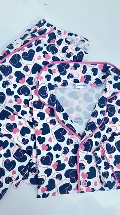 Pijama americano coração azul - comprar online
