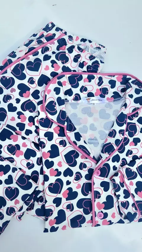 Pijama americano coração azul - comprar online