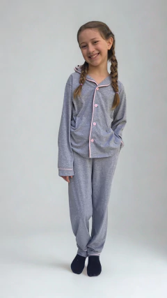 Pijama infantil cinza com rosa - loja online