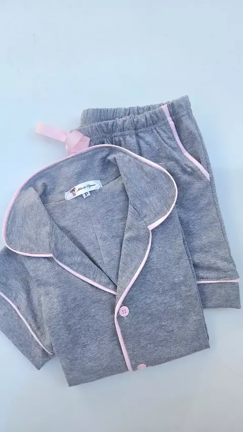Pijama americano curto cinza com rosa - comprar online