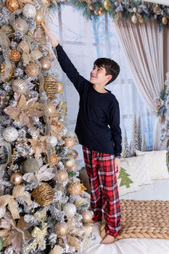 Pijama tradicional xadrez vermelho e preto – Coleção de Natal - adulto e infantil na internet