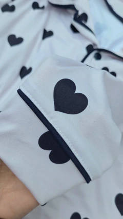 Pijama americano coração azul marinho - comprar online