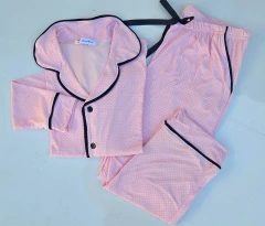 Pijama americano rosa bebê poá na internet