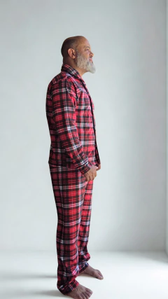 Pijama MASCULINO Americano xadrez vermelho e preto na internet