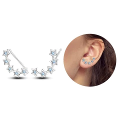 Par De Aros Trepadores Estrellas Con Piedra Turqueza - IXCHEL