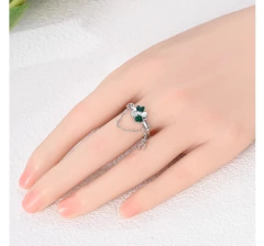 Anillo Ajustable Mujer Trébol Buena Suerte Con Cadena - IXCHEL