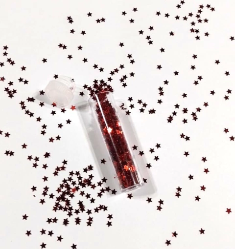 GLITTER FORMA ESTRELLA ROJO x1 U