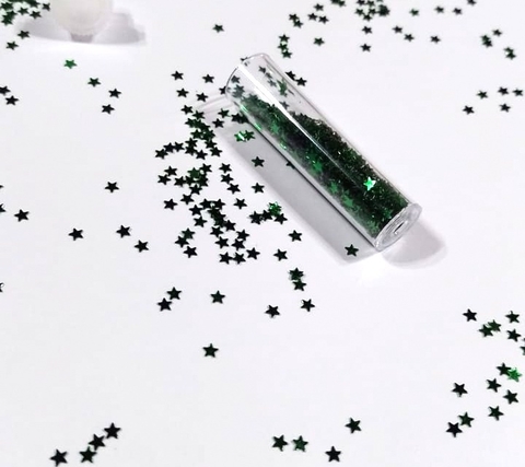 GLITTER FORMA ESTRELLA VERDE x1 U