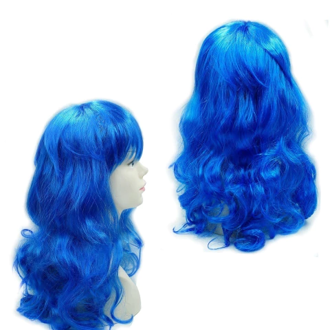 PELUCA ONDULADA LARGA AZUL 50cm x1 U