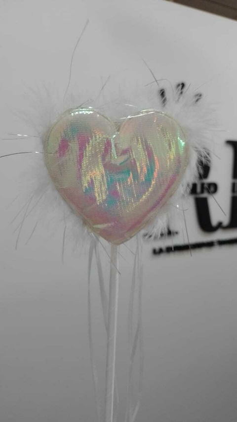 VARITA MAGICA CORAZON BLANCO CON FLECOS x1 U