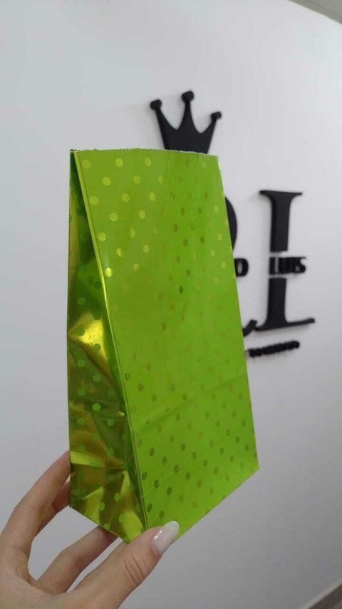 BOLSITAS DE PAPEL VERDE METALIZADAS x1 U
