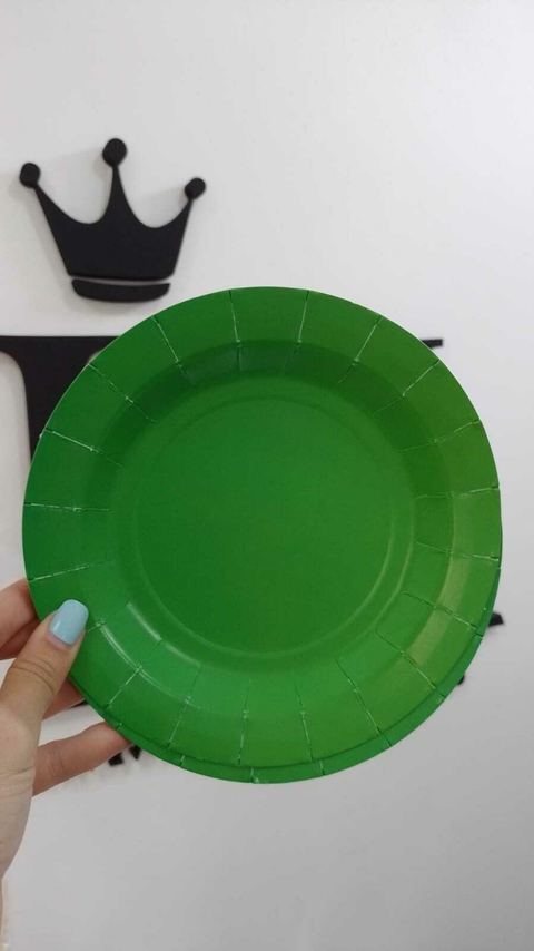 PLATO POLIPAPEL VERDE MANZANA LISO x10 U