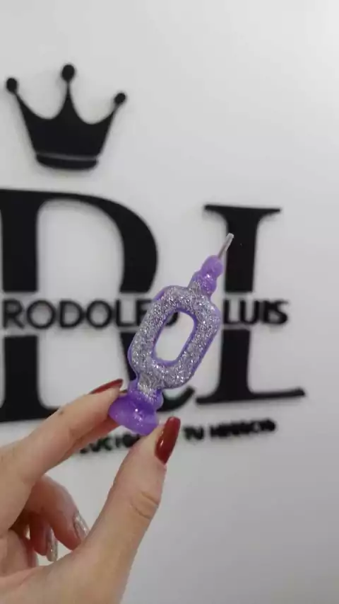 VELA NUMERO MEDIANO Nº 0 LILA CON GIBRE x20 U