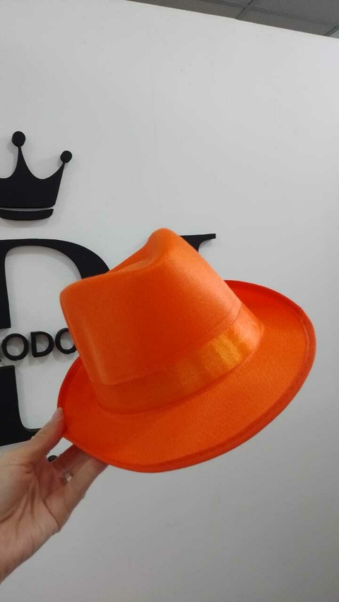 SOMBRERO FUNYI NARANJA DE TELA CON CINTA x1 U