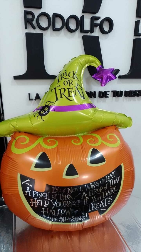 GLOBO METALIZADO CALABAZA 35" GIGANTE CON SOMBRERO x1 U