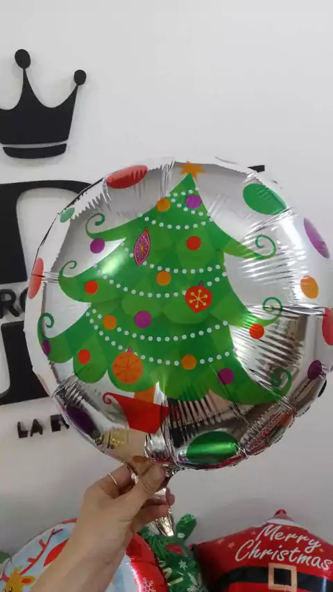 GLOBO REDONDO 18" ARBOLITO x1 U NAVIDAD