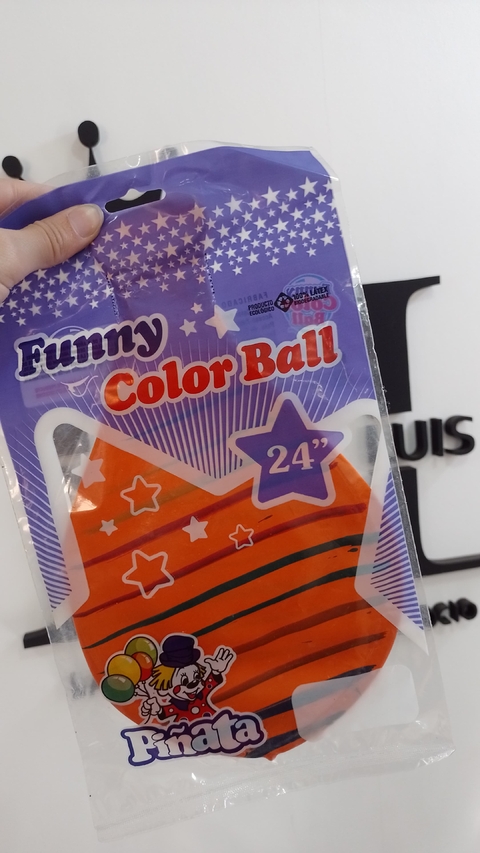 PIÑATA GLOBO NARANJA RAYAS 24"