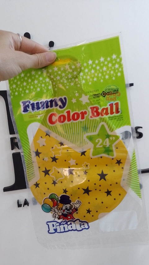 PIÑATA GLOBO AMARILLO ESTRELLAS 24"