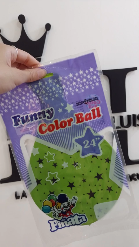 PIÑATA GLOBO VERDE MANZANA ESTRELLAS 24"