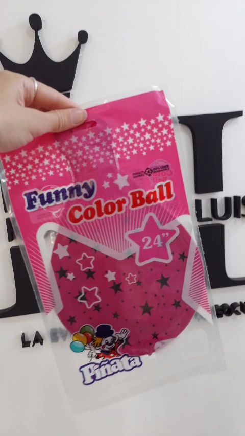 PIÑATA GLOBO FUCSIA ESTRELLAS 24"